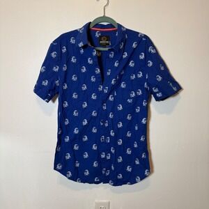 Resolution Clothing Men's Blue Short Sleeve Print Button Up Shirt Size L